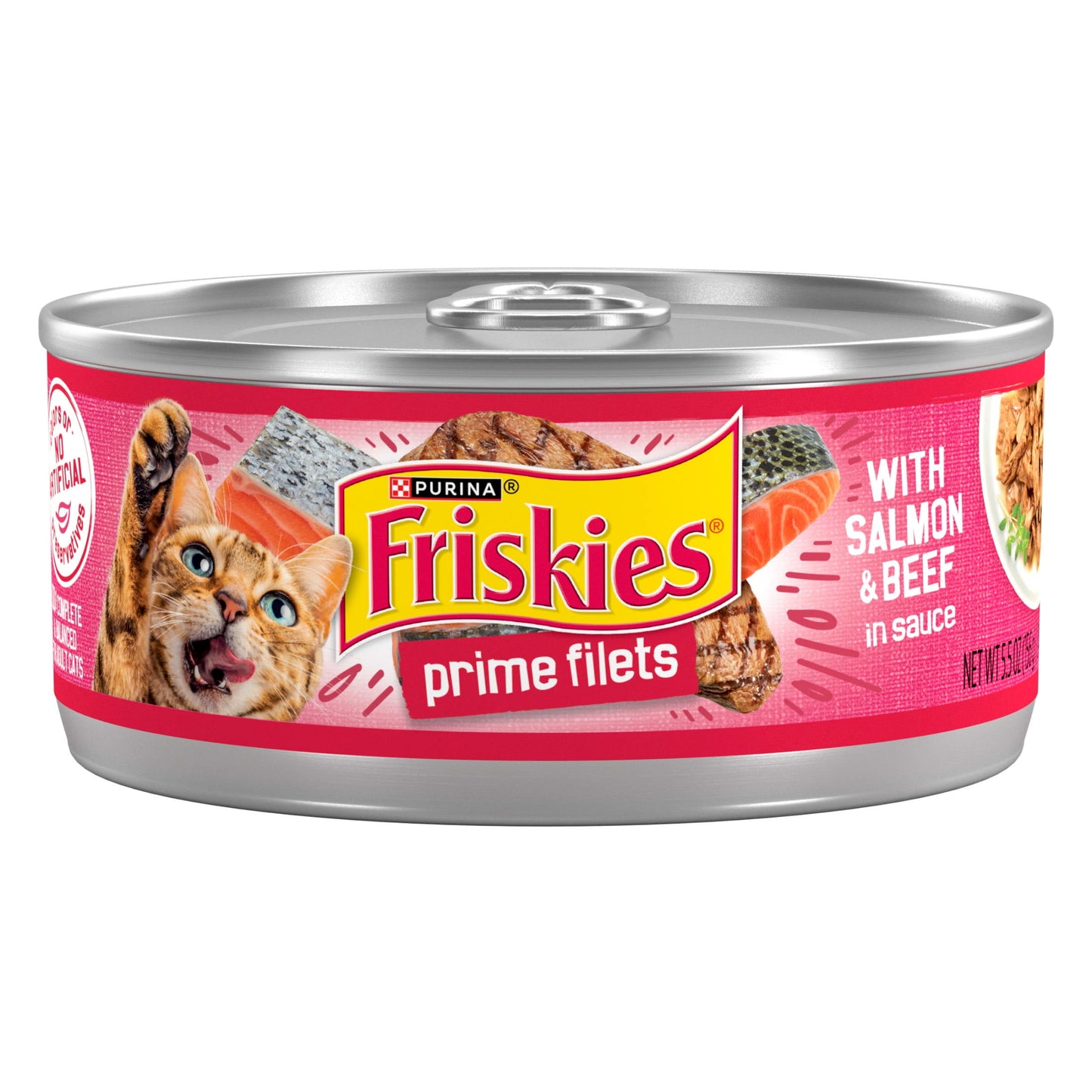Purina Friskies Prime Filets With Salmon and Beef in Sauce, Wet Cat Food, 5.5 oz Can