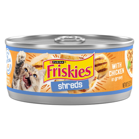 Purina Friskies Shreds With Chicken in Gravy, Wet Cat Food, 5.5 oz Can