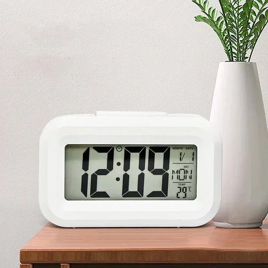 LED Digital Alarm Clock Backlight Snooze Data Time Calendar Desktop