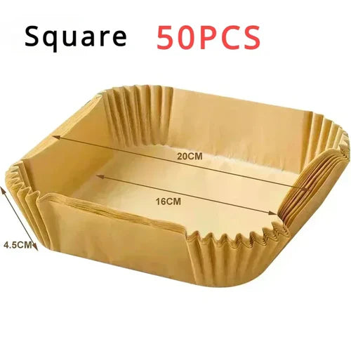 50pcs/set Air Fryer Disposable Paper Parchment Wood Pulp Steamer