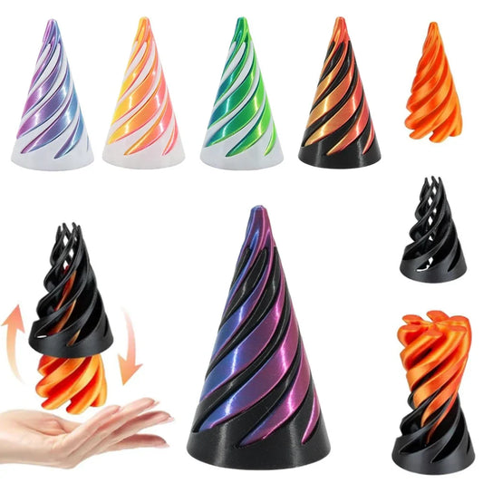 3D Printed Spiral Cone Toy Impossible Pyramid Passthrough Sculpture