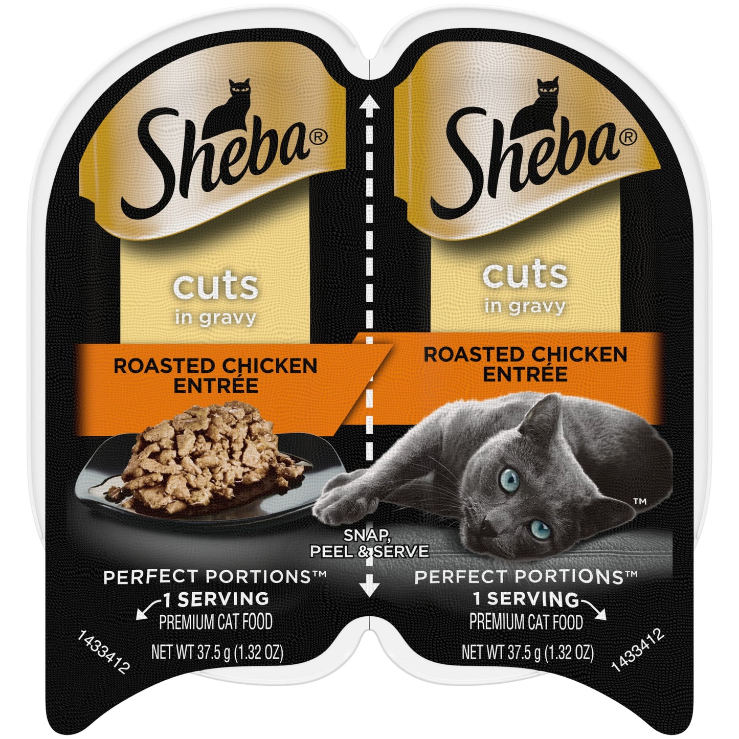 Sheba Wet Cat Food Cuts in Gravy Roasted Chicken Entree, 2.6 oz Perfect Portions Twin-Pack Tray
