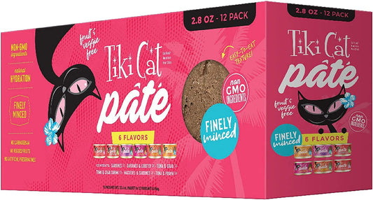 Tiki Cat Grill Pate Canned Wet Food - High Protein and Grain Free - Variety Pack Recipes in Broth 2.8 oz. Cans 12 Pack