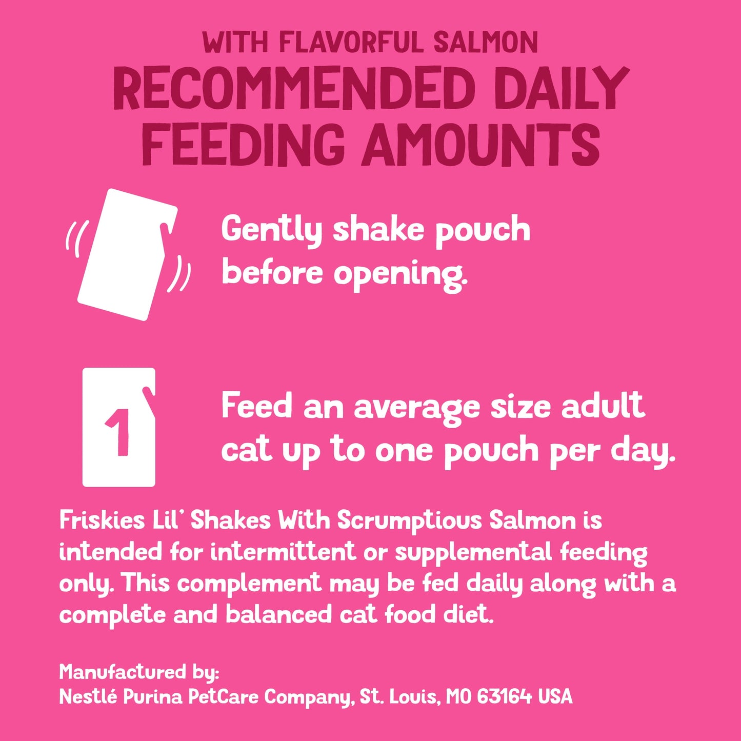 (6 pack) Friskies Lil’ Shakes Salmon Puree, Wet Cat Food Topper, 1.55 oz Pouch