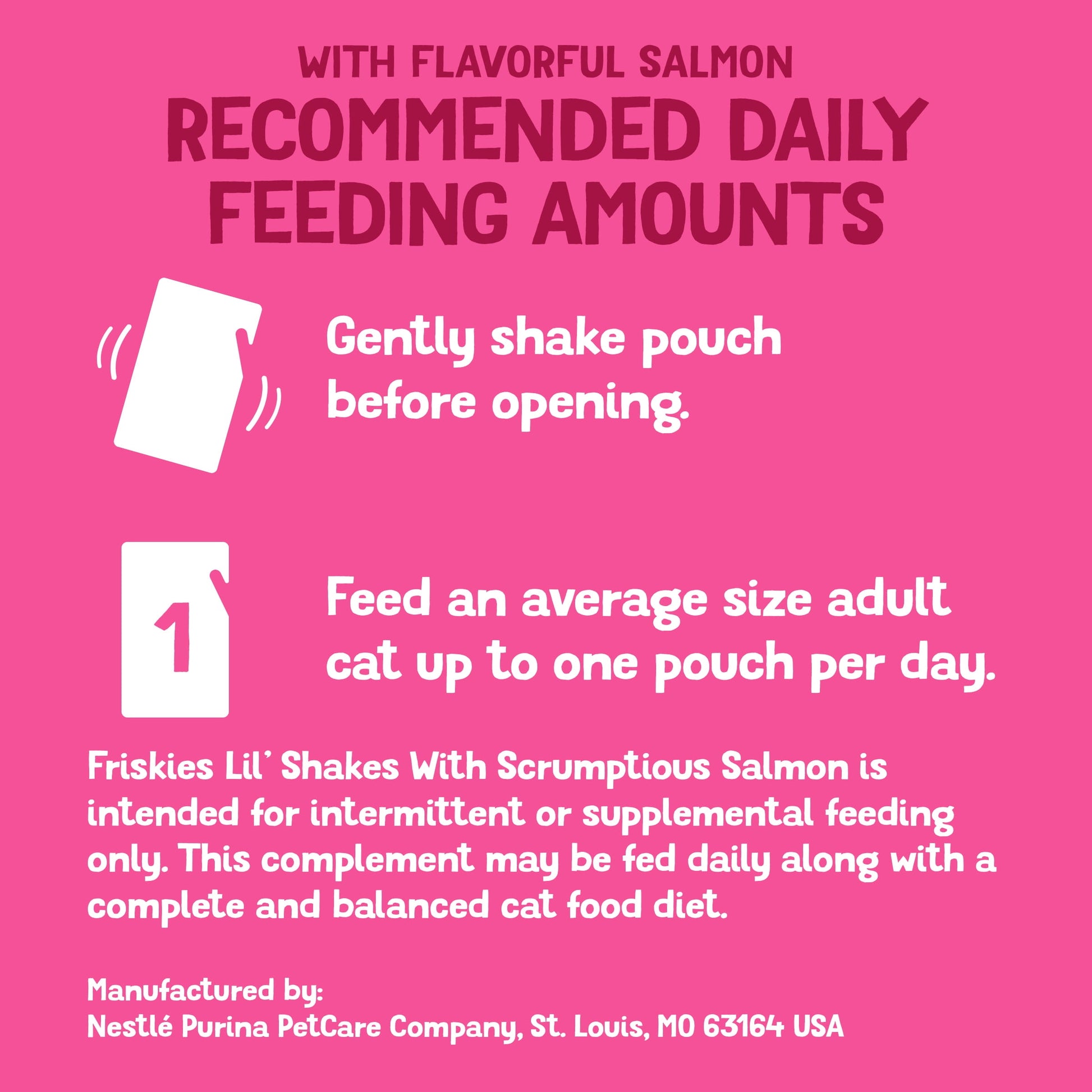 (6 pack) Friskies Lil’ Shakes Salmon Puree, Wet Cat Food Topper, 1.55 oz Pouch