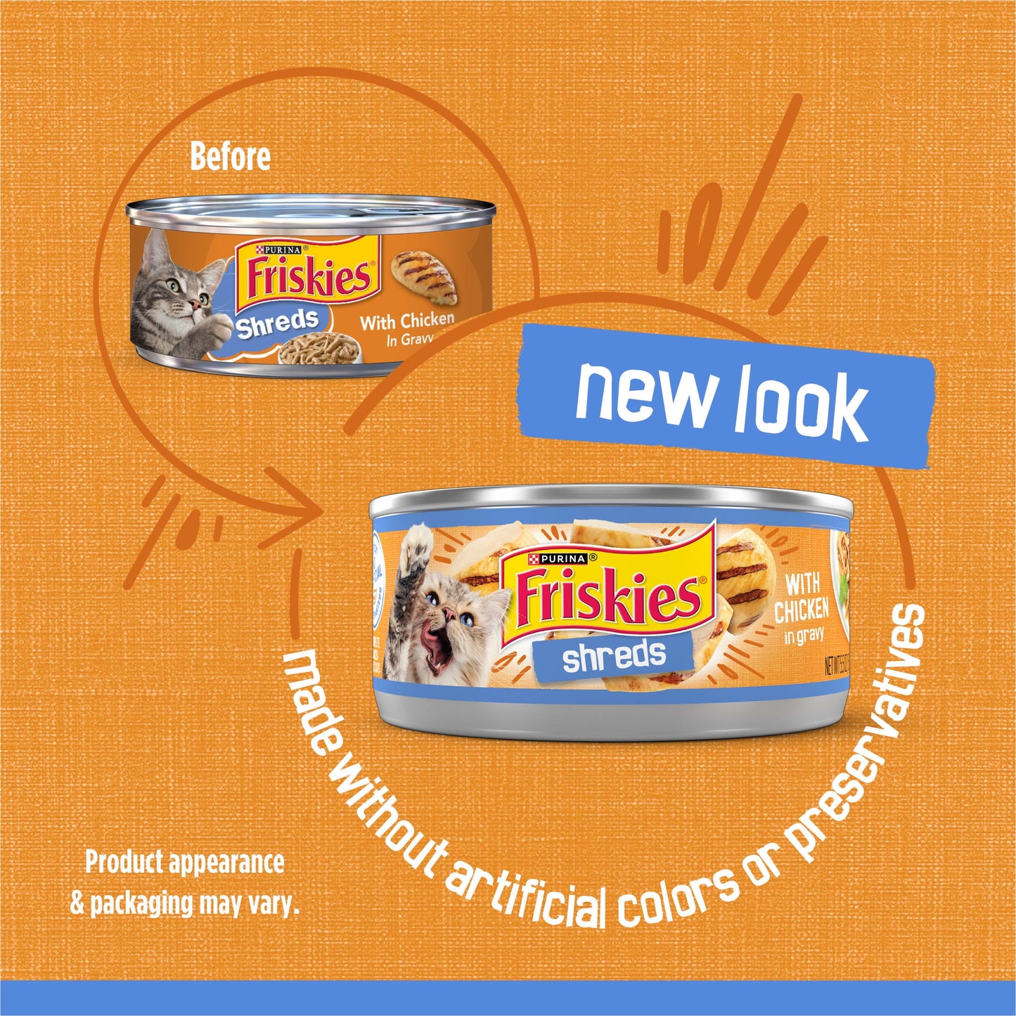 Purina Friskies Shreds With Chicken in Gravy, Wet Cat Food, 5.5 oz Can