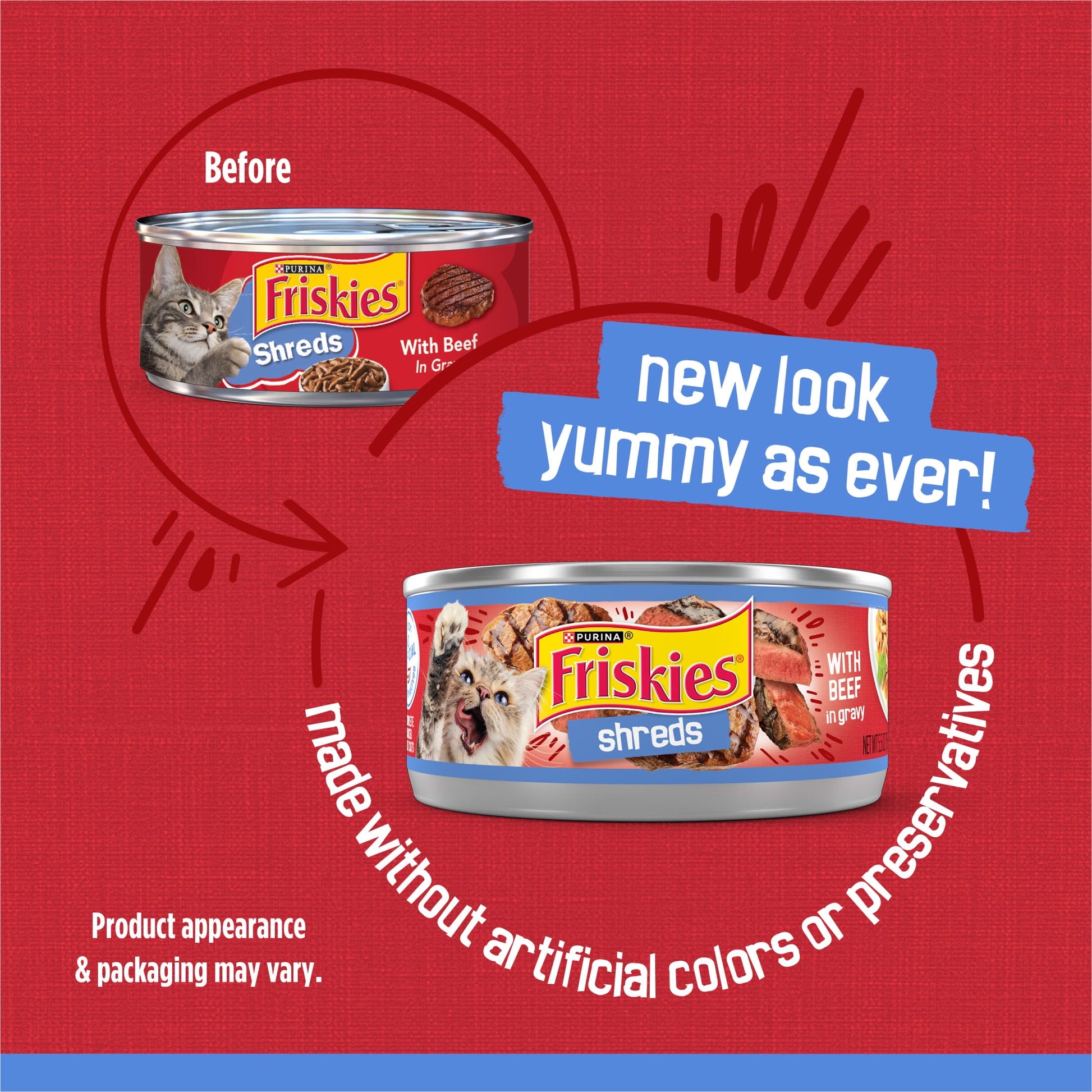 Purina Friskies Shreds With Beef in Gravy, Wet Cat Food, 5.5 oz Can