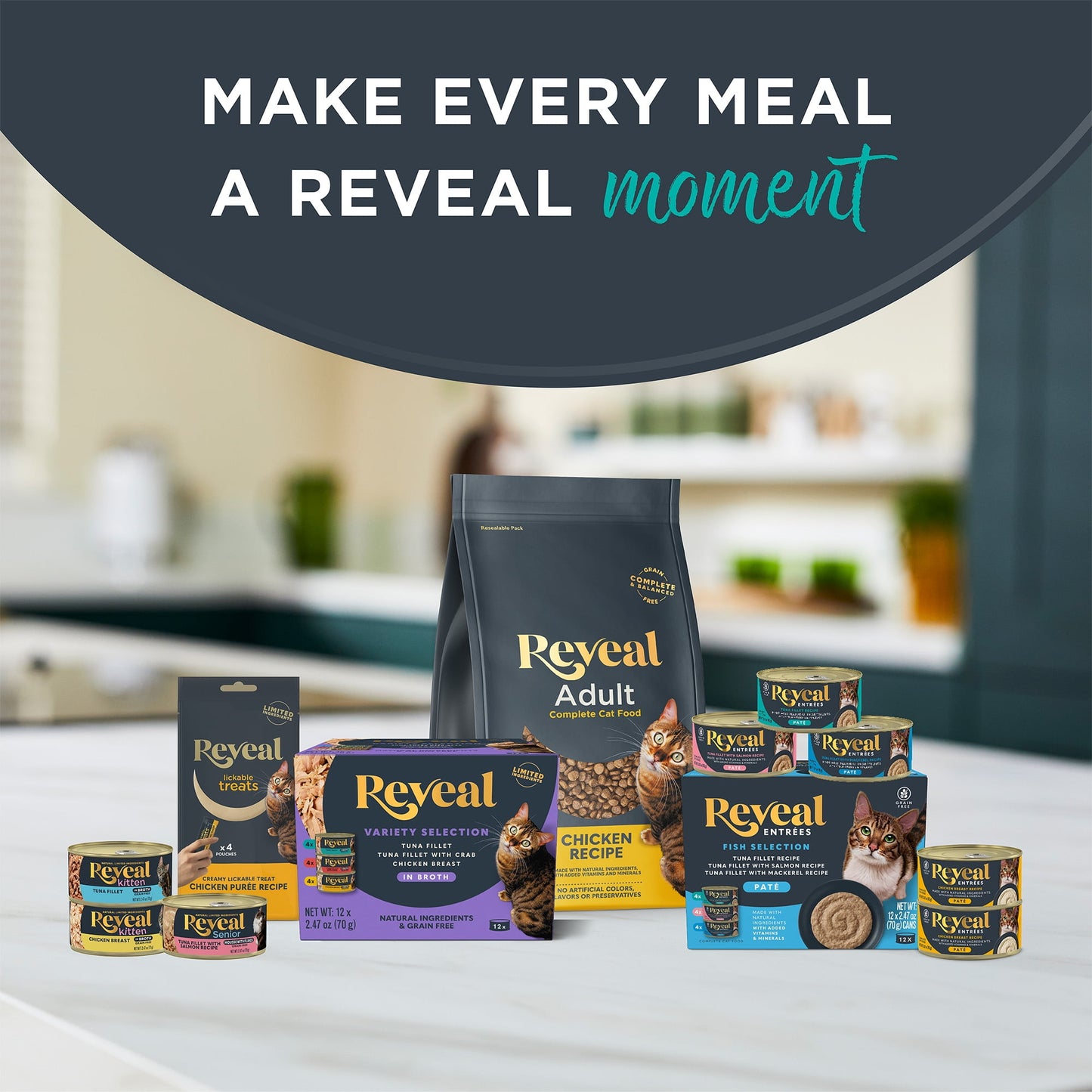Reveal Natural Wet Cat Food, Fish in Broth Variety Pack, 2.47oz 8 Cans