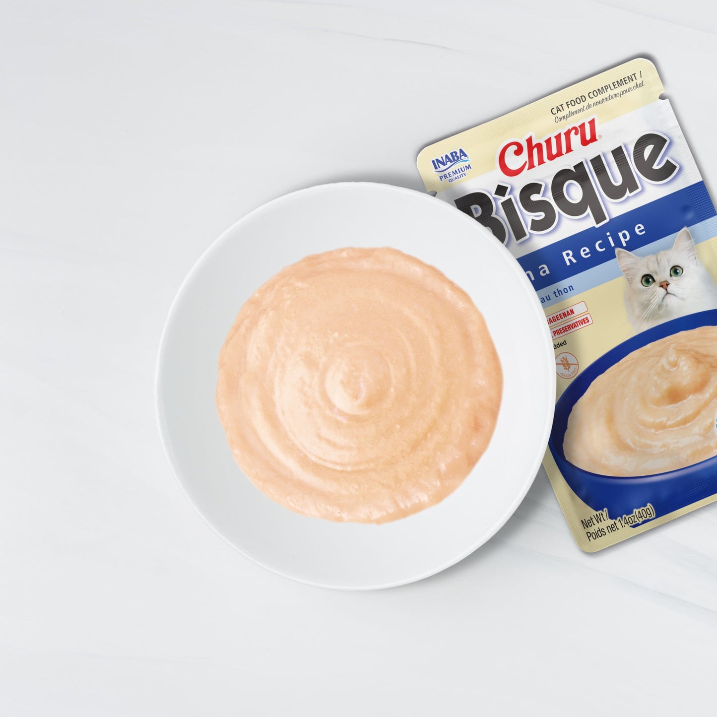 Inaba Churu Bisque Lickable Wet Cat Topper, 1.4 oz Pouch, Tuna