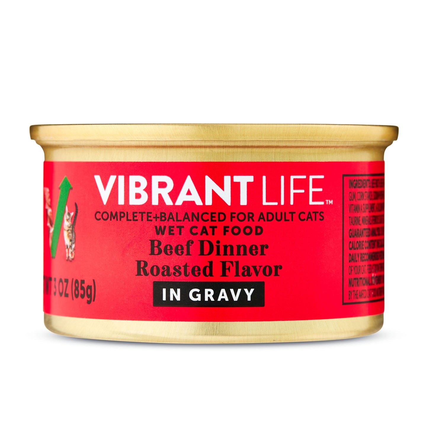 (8 pack) Vibrant Life Beef Dinner Roasted Flavor in Gravy Wet Cat Food, 3 oz Can