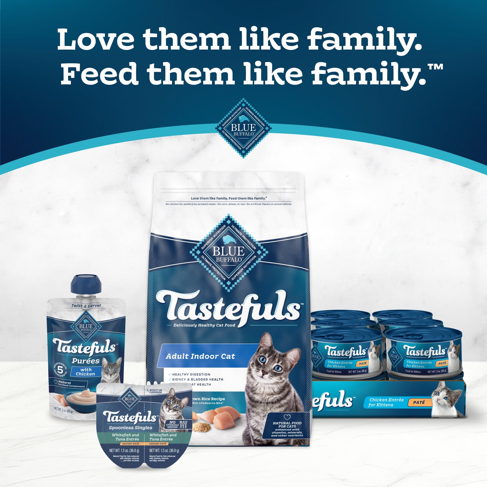 Blue Buffalo Tastefuls Spoonless Singles Variety Pack, Wet Cat Food Pate, 2.6-oz. Twin Packs (12 Count)