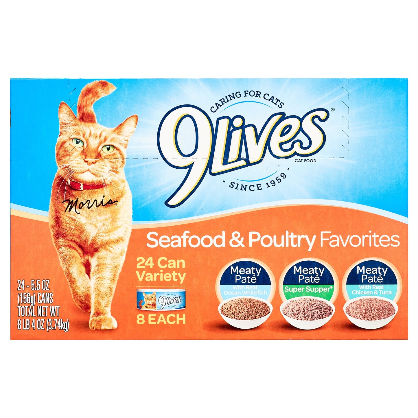 Bundle & Save: 9Lives Poultry and Beef Favorites Variety Pack Cat Food, 5.5-Ounce, 24-Count and 9Lives Seafood and Poultry Favorites Variety Pack, 24 5.5-Ounce Cans