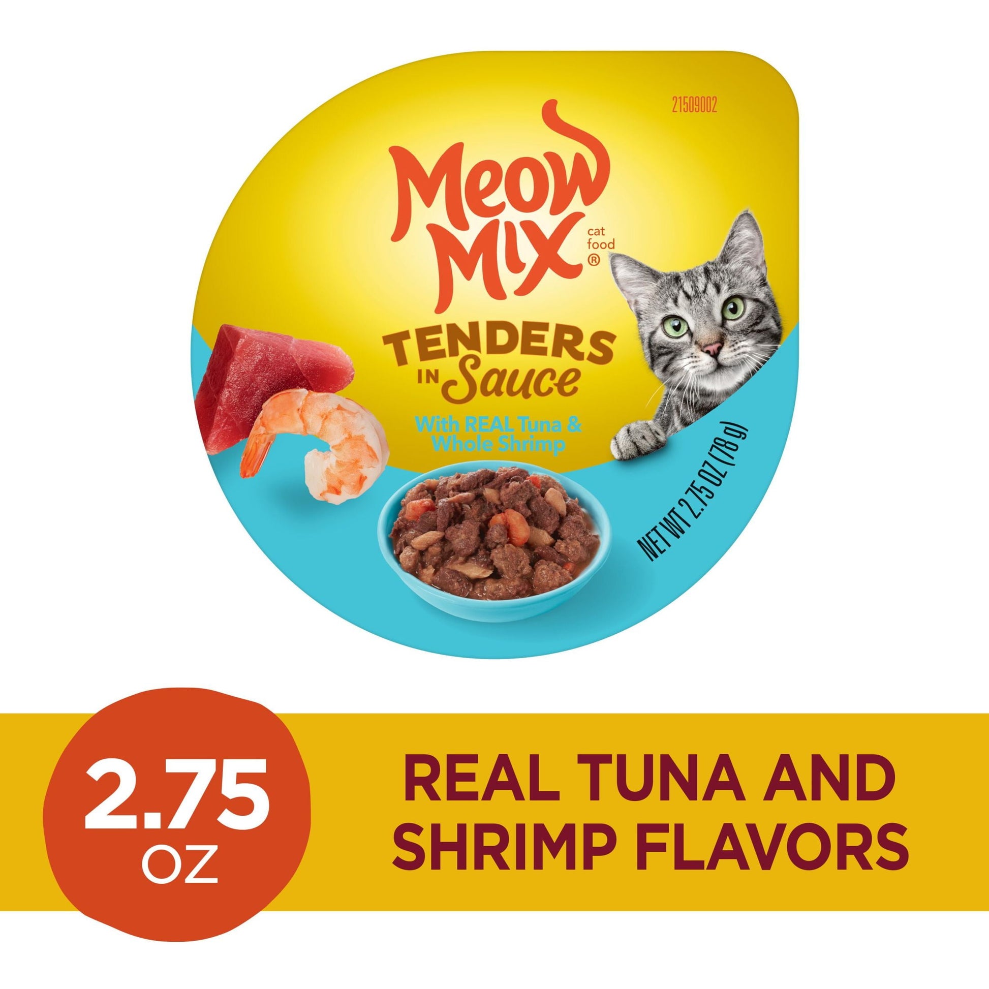 Meow Mix Tender Favorites with REAL Tuna & Whole Shrimp in Sauce, Wet Cat Food, 2.75 oz