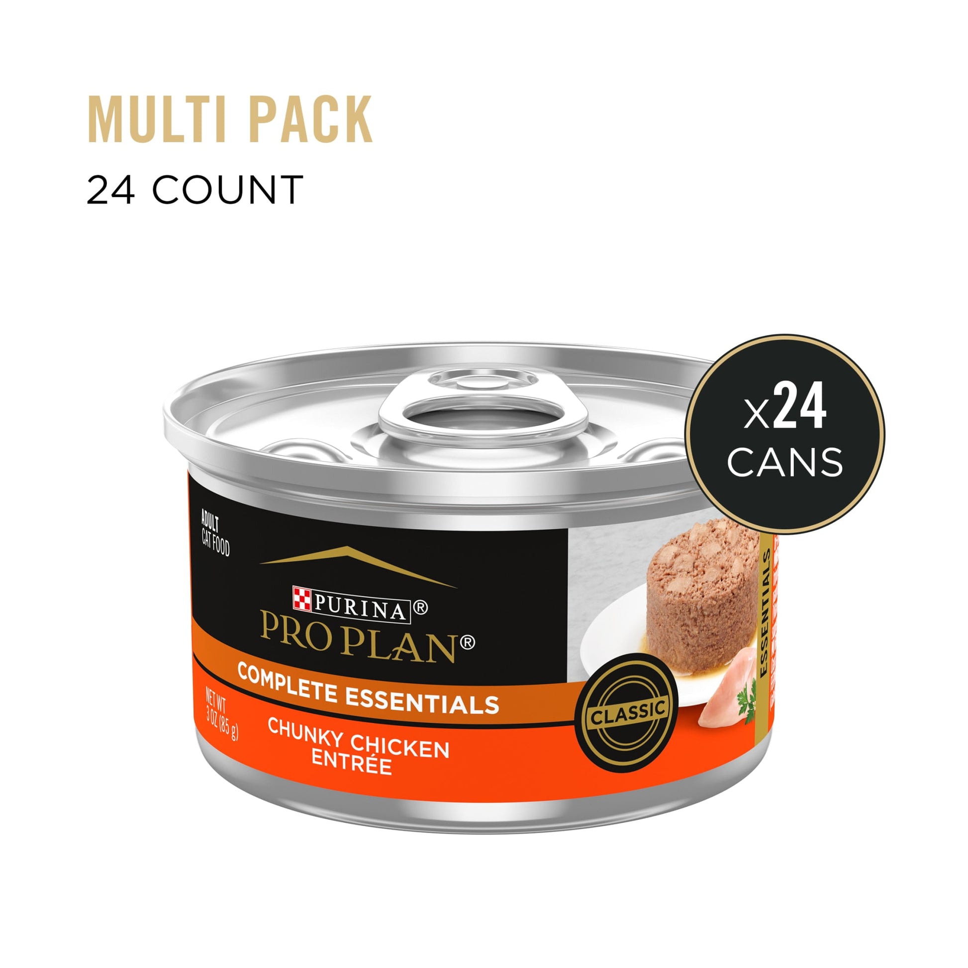 (2 pack) Purina Pro Plan Complete Essentials, Chicken, Wet Cat Food, 3 oz Cans, 24 Pack