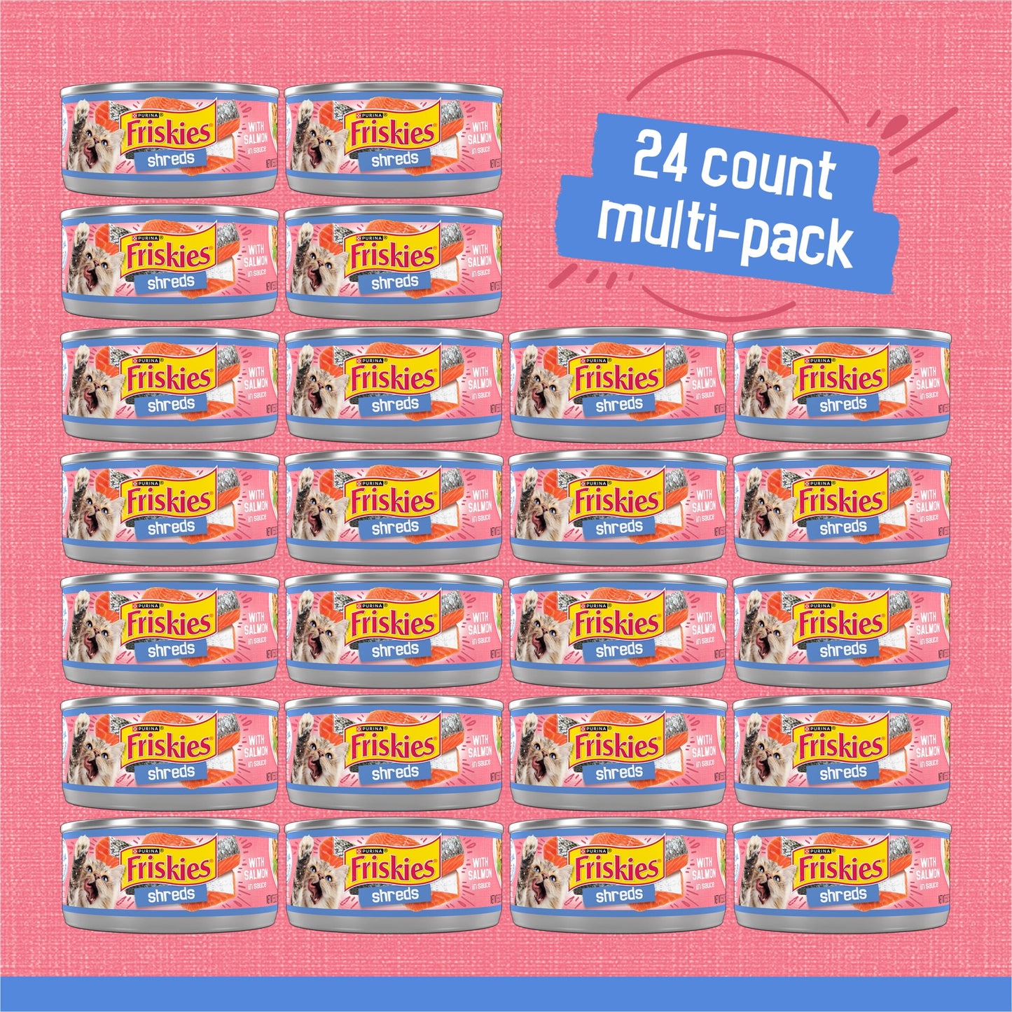 Purina Friskies Shreds With Salmon in Sauce, Wet Cat Food, 5.5 oz Can, 24 Pack